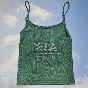 W.i.a Snake Tank Top Rare Green Snakeprint Top Club Top